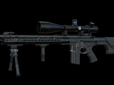 Modular Combat Rifle-Designated Marksman Variant Low-poly 3D model