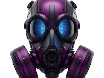 High Gloss Cyberpunk Gas Mask 3D Model Tactical Headgear Low-poly 3D model