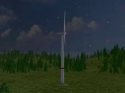 Wind-turbine with foundation V1 H-138 RD 162 m Low-poly 3D model