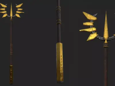 Fantasy Stylish- Staff of Crown Low-poly 3D model