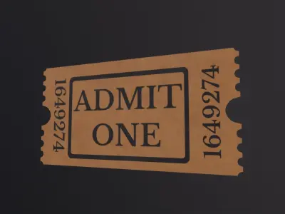 Movie Ticket 3D Model Low-poly 3D model