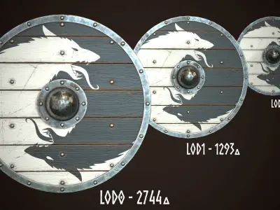Viking Shield 35 Low-poly 3D model