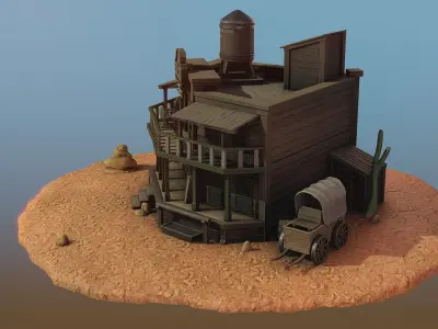 Blender to Unreal Engine  Wild West Environment 3D model