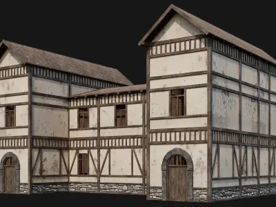 237-238-239-240 Old Medieval Houses Pack 4K Textures Low-poly 3D model