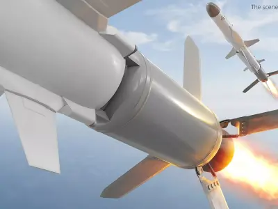 Missile Engine Section with Stabilizer Fins 3D model