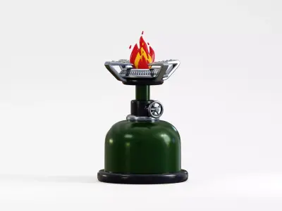 Camping stove Low-poly 3D model