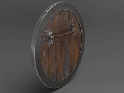 Medieval rounded shield Low-poly 3D model