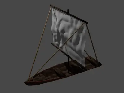 Wooden Sailboat Free 3D model