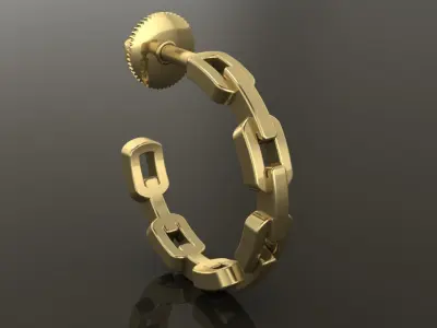 Earring Hoop Hermes Style Link Open Back 11mm inside  3D print model