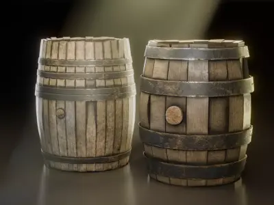 Wooden  barrel Low-poly 3D model