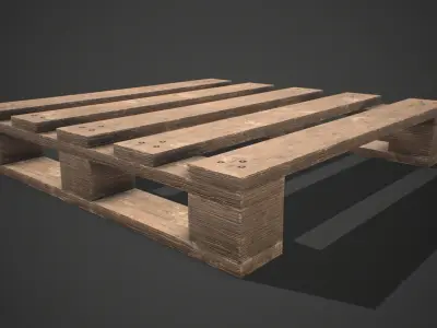 Low poly European Wood pallet 07 PBR Game Free low-poly 3D model