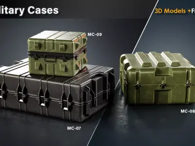 15 Military Cases Game Ready Low-poly 3D model