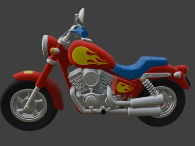 Cartoon Red Chopper Motorcycle 3D Model 3D model buy