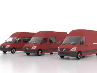 Mercedes Benz Sprinter L4H3 2009 Collection UK 3D Model Pack