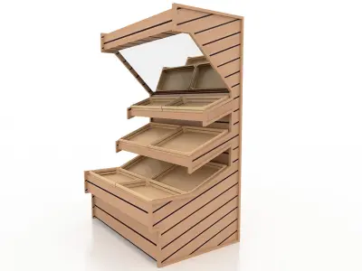 Shelf 3D model 6 wooden display case with shelves 3D model