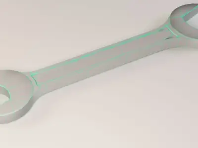 Wrech stainless steel handle Low-poly 3D model