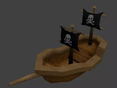 Low poly Pirate Ship Cartoon Low-poly 3D model