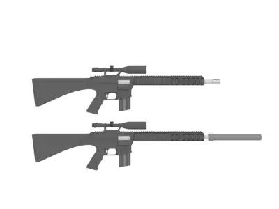 Mk 11-M110 Sniper Rifle - Game ready - Rigged - Low-poly 3D model
