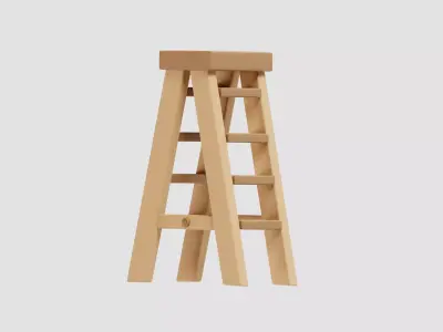 Wooden Ladder cartoon Low-poly 3D model