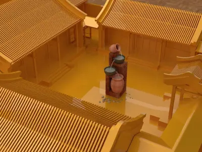 Chinese ancient courtyard  house 3D model buy