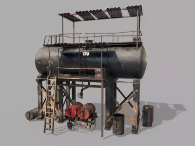 Post-Apocalyptic Oil Station  3D model