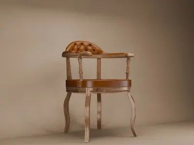 Retro Chesterfield Chair 3D Model Vintage Leather Furniture 3D model