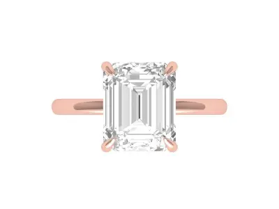 Emerald Solitaire Ring 3D print model 12