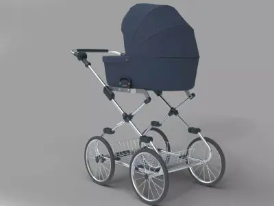 Baby stroller Low-poly 3D model get