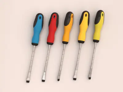 screwdriver set Low-poly 3D model purchase
