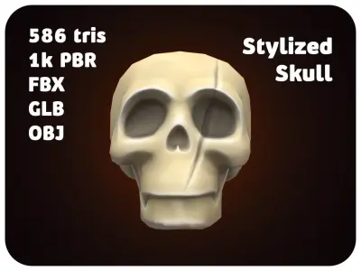 FREE Stylized Skull - Decoration Bone Free low-poly 3D model