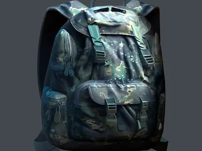 Backpack military combat Black baggage Low-poly Low-poly 3D model get