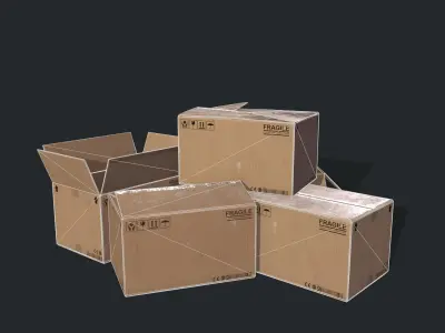 Cardboard box Low-poly 3D model order