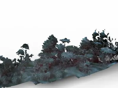 Railway bridge over water with jungle 3D model