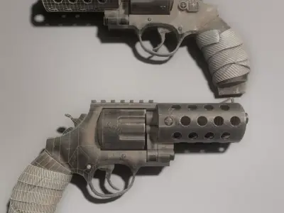 Revolver Old and Dirt Low-poly 3D model