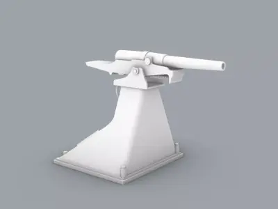 Skoda Naval Gun Low-poly 3D model