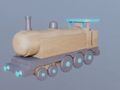 WOODEN LARGE TRAIN TOY - RogueFilmProductions Low-poly 3D model