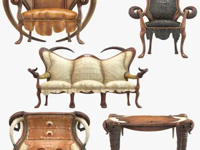 African Furniture Decorative Collection 3D model