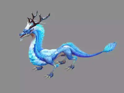 Ice Dragon - Chinese Dragon Low-poly 3D model