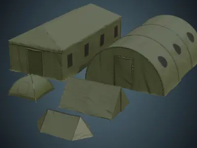 Tent Collection 1A Low-poly 3D model