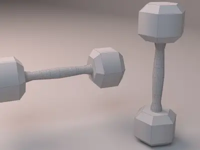 Dumbbells and Kettlebell Low-poly 3D model