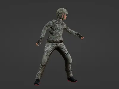 Soldier Woman Rigged Animated Low-poly 3D model
