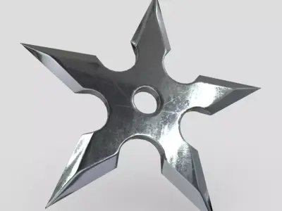 Shuriken metal star Low-poly 3D model