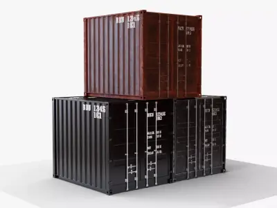 10Ft Cargo Container - Black 3D Model Pack