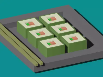 Plate of sushi Low-poly 3D model