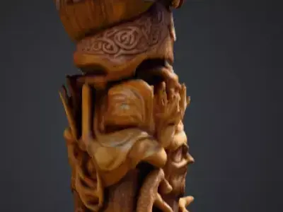Viking Totem Wood Low-poly 3D model