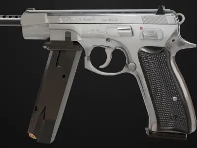 Pistol 09 Silver Generic All PBR UE Textures Low-poly 3D model