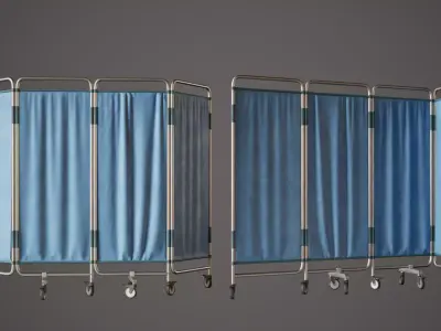 Modular Hospital Bed Screen- PBR Game Ready - LOW POLY Low-poly 3D model