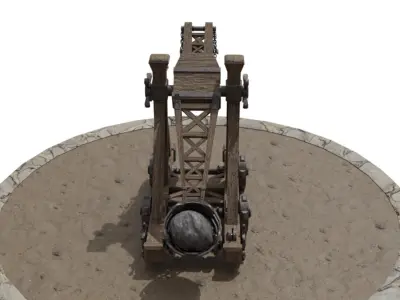 Detailed Catapult Model made in Blender - Rigged and Animated  3D model