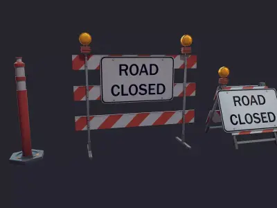 Road Block Closure Low-poly 3D model purchase