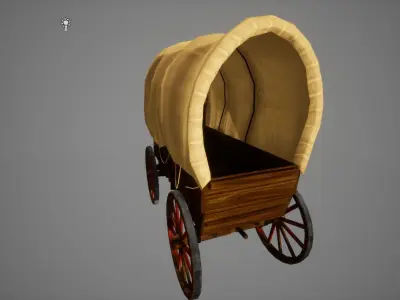 old wooden cart Low-poly 3D model purchase